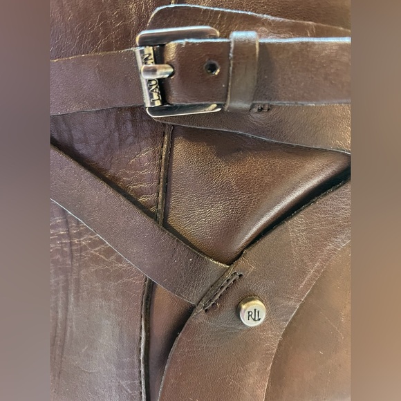 LAUREN RALPH LAUREN Nadia Brown Leather Mid-Heel Almond Toe Ankle Boots - Sz 8.5 - Picture 5 of 12